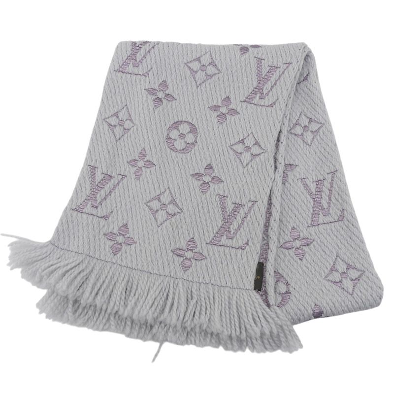 ルイヴィトン LOUIS VUITTON エシャルプロゴマニア マフラー ウール/シルク グレー/ライトパープル M73121 中古 新入荷 LV2114 28,470円