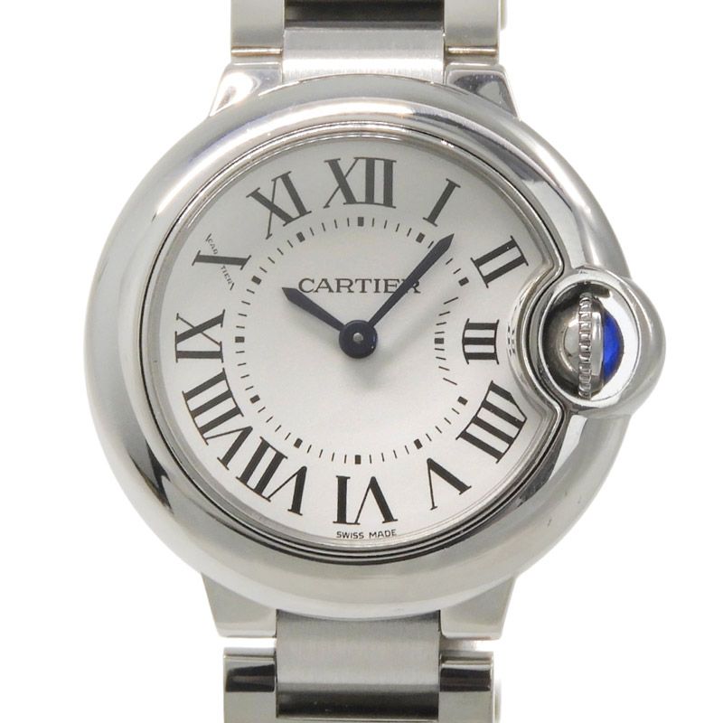 カルティエ CARTIER バロンブルーSM レディース クォーツ 腕時計 SS ホワイト文字盤 W69010Z4 中古 新入荷 CA0492