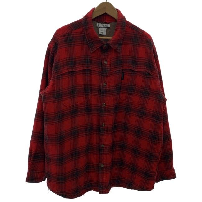 【中古】　Columbia　ネルシャツ　フランネル　長袖　トップス　チェックシャツ　レギュラーカラー　胸ポケット　オーバーサイズ　アウトドア　古着　/1152