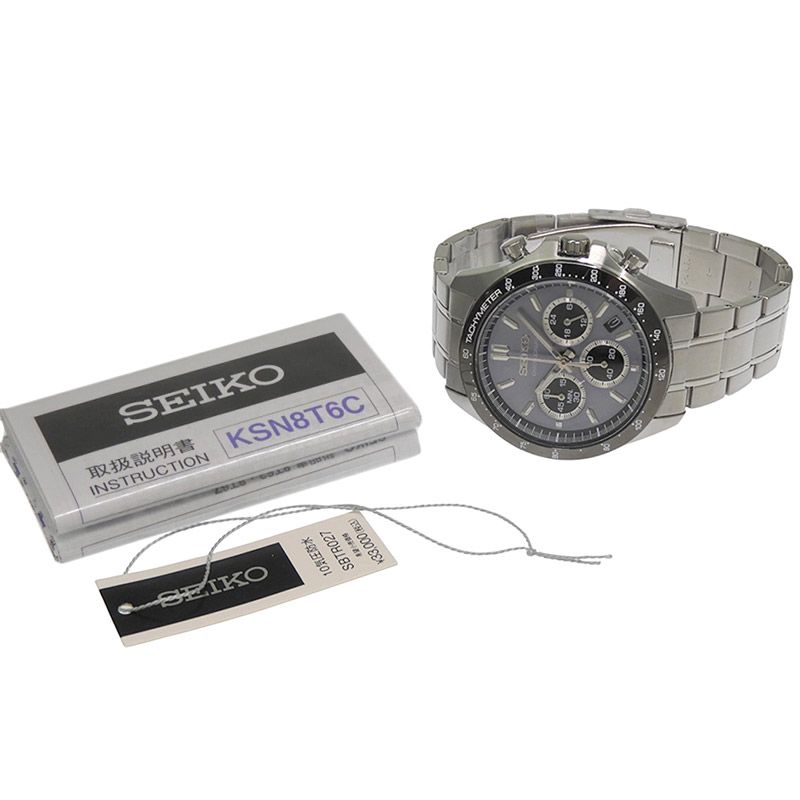セイコー SEIKO メンズ クォーツ クロノグラフ 腕時計 SS グレーブルー 