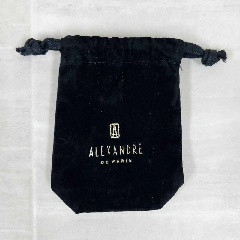 中古】 ALEXANDRE1 ヘアクリップ Mサイズ ネイビー×ゴールド ライン