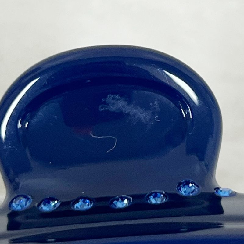 中古】 ALEXANDRE1 ヘアクリップ Mサイズ ネイビー×ゴールド ライン