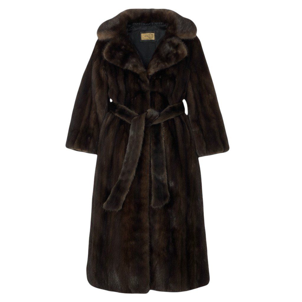 本毛皮☆デミバフミンク MINK ファーコート ロング丈 着丈111㎝ 11号 37e19 ベルト付 デミバフミンク 超ロングコート 丈115cm サイズ9