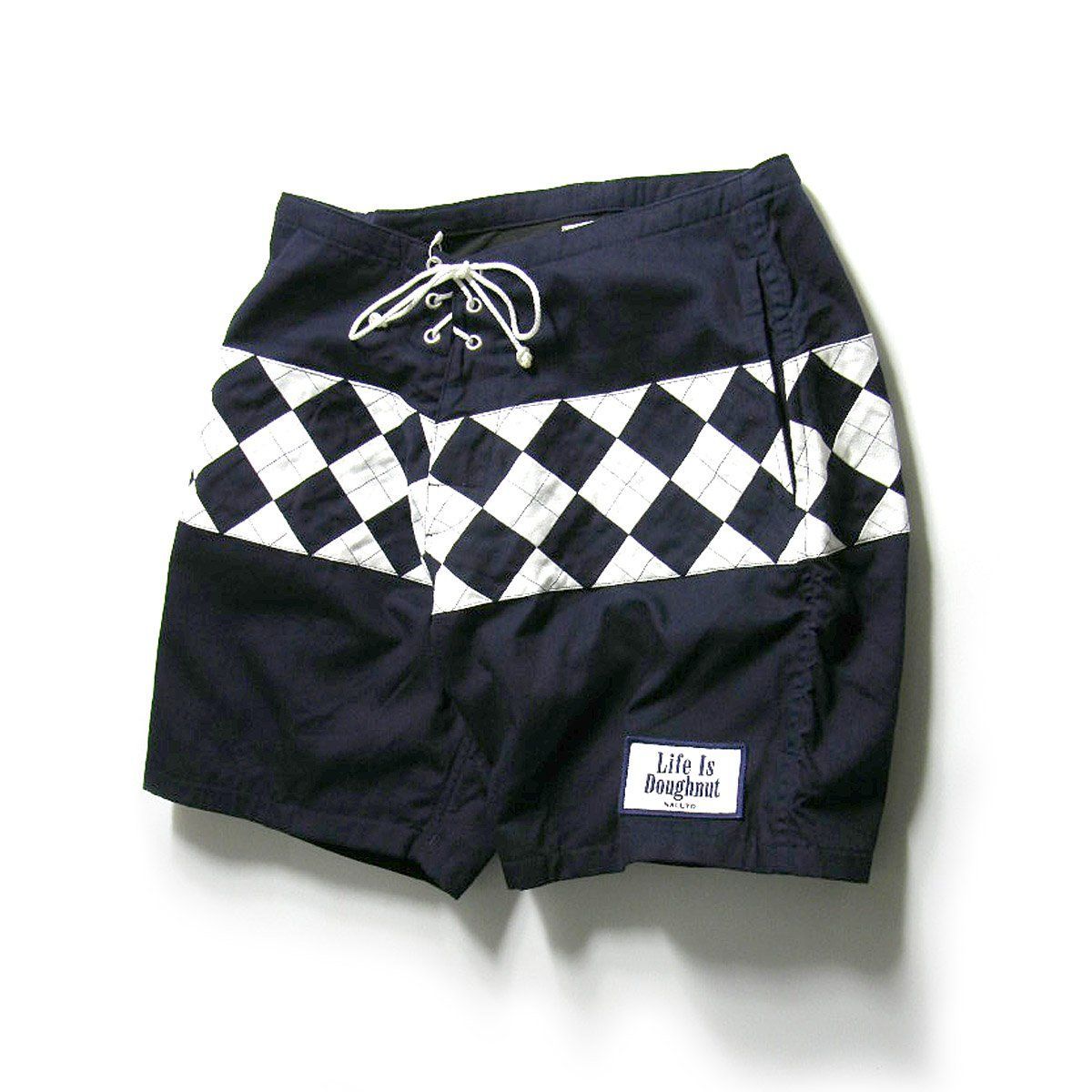 【新品】 NALUTO TRUNKS × TOMORROWLAND ／ ナルトトランクス × トゥモローランド　山口縫製 サーフトランクス 日本製 ショートパンツ スイムウエア 海パン アーガイル ネイビー ｜ 春夏