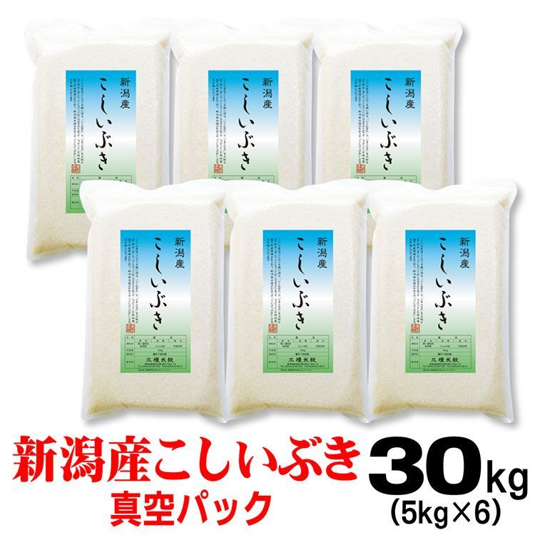 米 真空パック 令和7年産 新潟県産 こしいぶき 30ｋｇ（5kg×6） お米 おこめ 備蓄