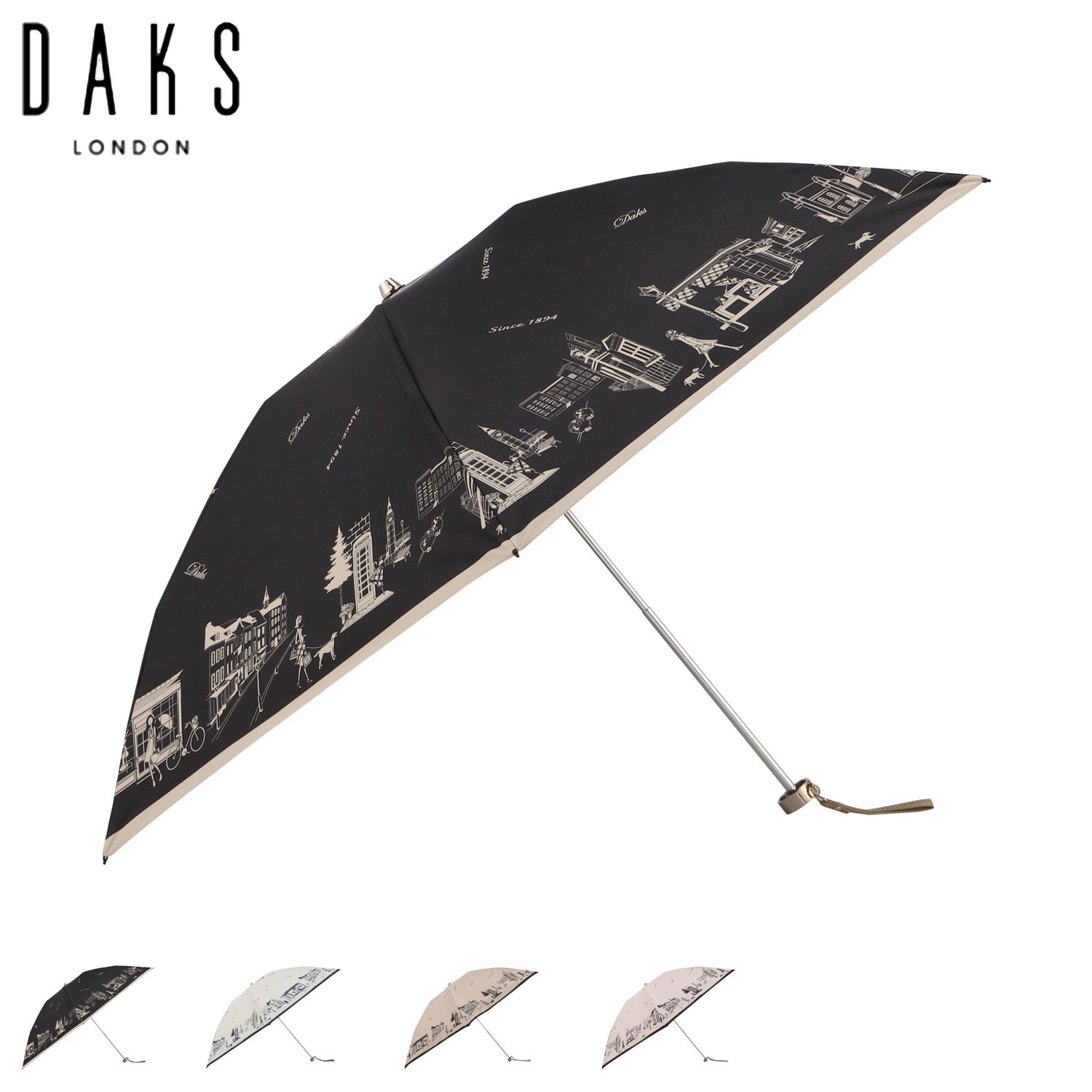 ダックス DAKS 日傘 雨傘 晴雨兼用 ミニ折りたたみ傘 3段 レディース 50cm UVカット 遮光 遮熱 22-125-12215-02