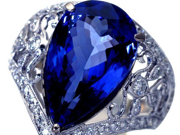 【ジュエリー極】超極上品！特大極上天然タンザナイト6.90ct＆上質ダイヤモンド0.50ct 超高級K18WGリング h8492vgl【送料無料】