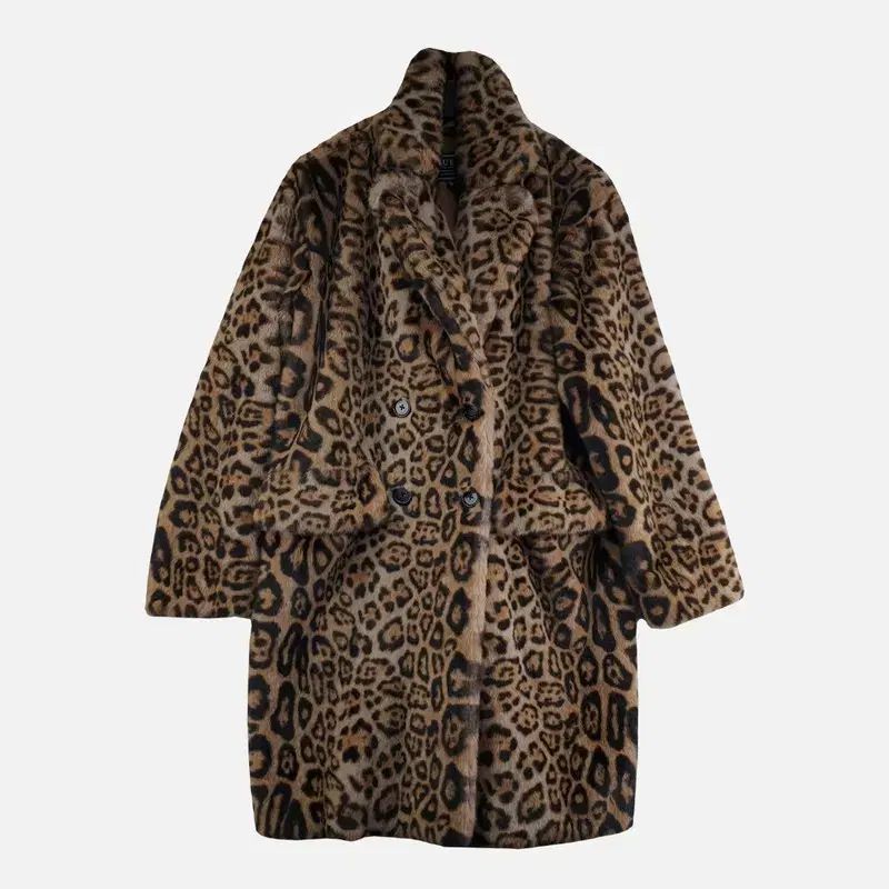 GUESS ゲス スポーツブラ ブラウン レディース レオパード ファーコート XS N0303