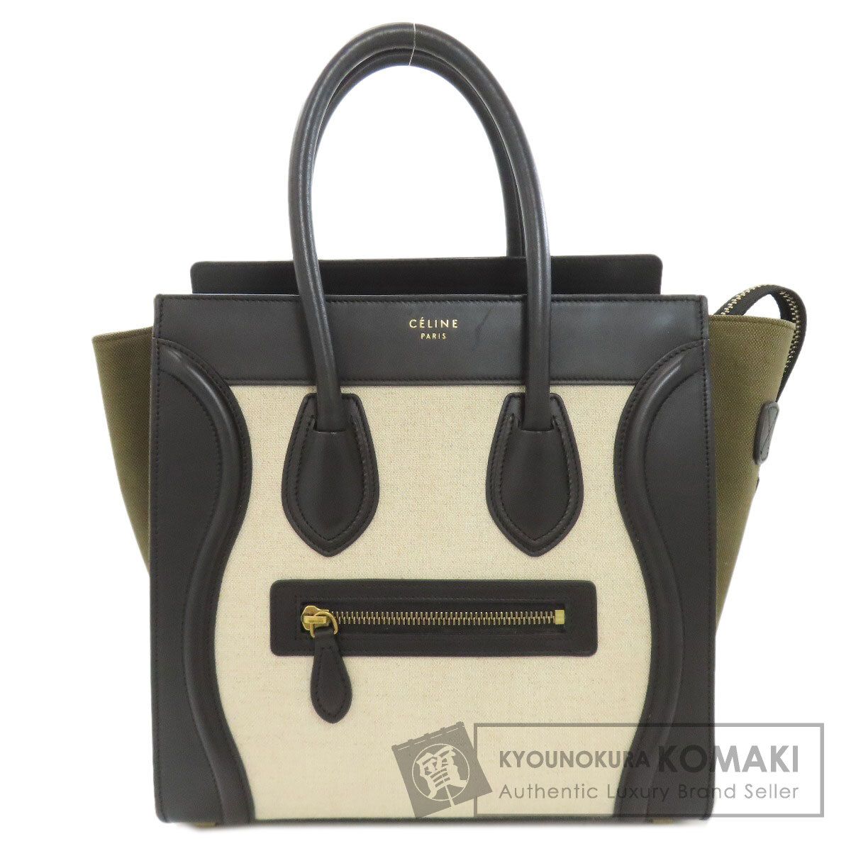 CELINE セリーヌ ラゲージ マイクロ ハンドバッグ レザー キャンバス 