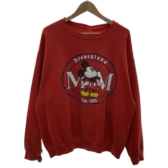 【中古】　Disney　スウェット　90s vintage　90年代　OLD　長袖　トレーナー　トップス　クルーネック　裏起毛　プリント　キャラクター　ミッキー　オーバーサイズ　古着　/4393