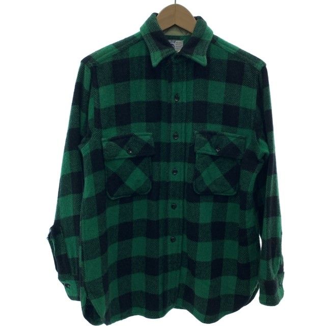 【中古】　PILGRIM　ウールシャツ　50s-60s vintage　50-60年代　OLD　長袖　トップス　レギュラーカラー　胸ポケット　USA製　古着　/1592