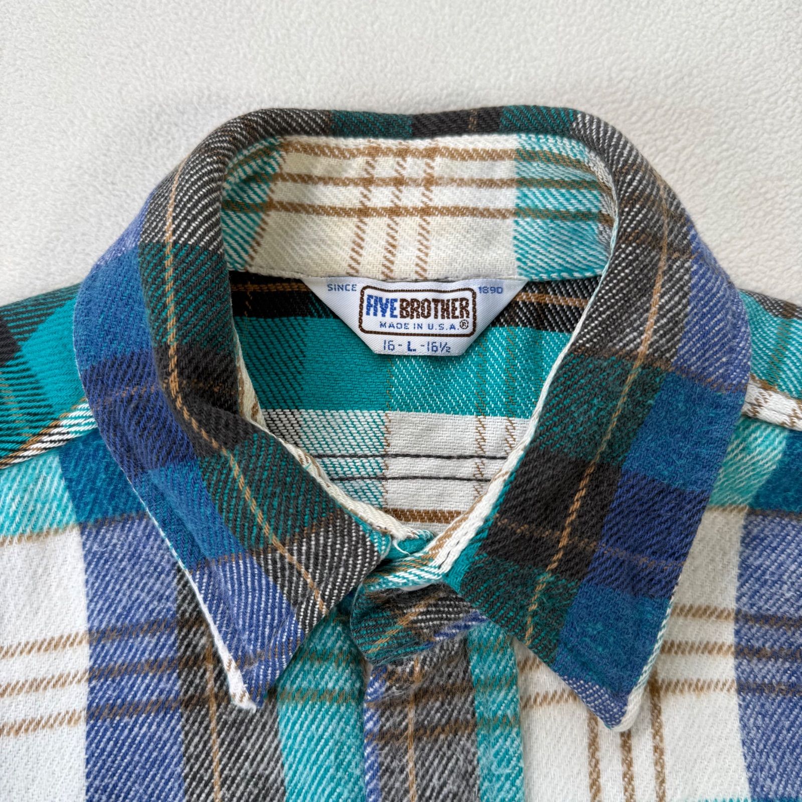 【美品・L】80s ファイブブラザー ネルシャツ ヘビーネル USA製 アメリカ製 チェック ヴィンテージ ビンテージ アメカジ