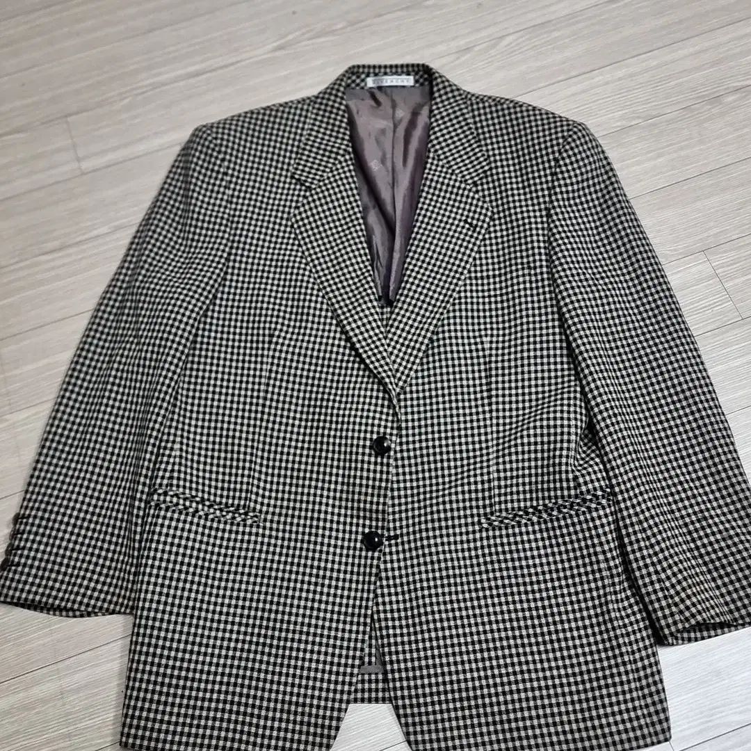 80s ヴィンテージ レトロ Givenchy ジバンシィ ギンガム CHECK ジャケット ブラック 白 (100)
