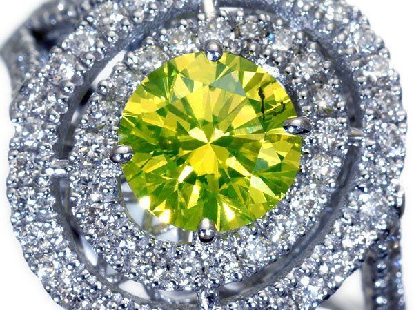 [Jewelry Extreme] Superb Oversized Superb 1 Grain Natural Apple Green Diamond 1.27ct Evergreen Engraved Super Premium K18WG Ring H8493vmm [Free Shipping]