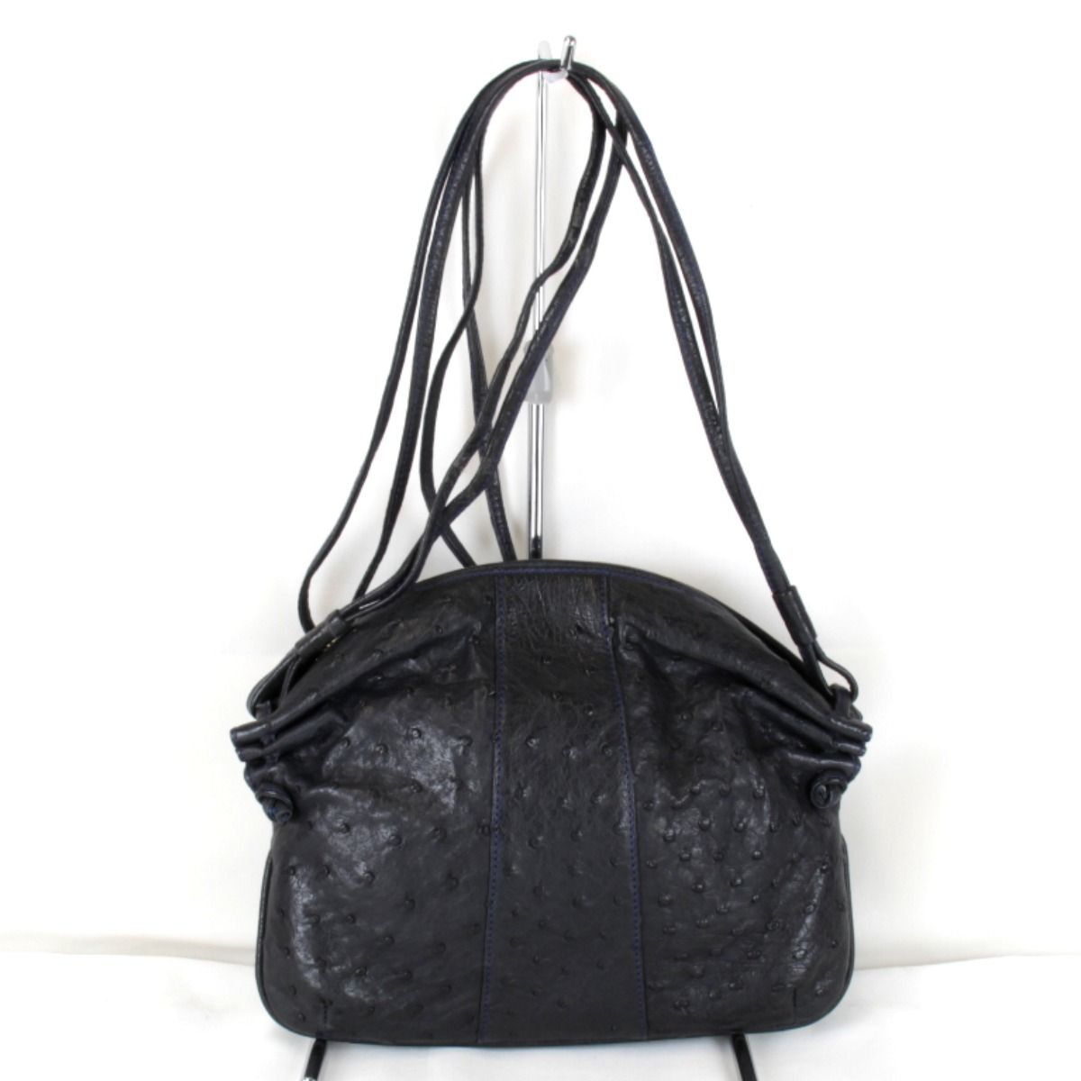 USED』 オーストリッチ ショルダーバッグ レザー ブラック - メルカリ