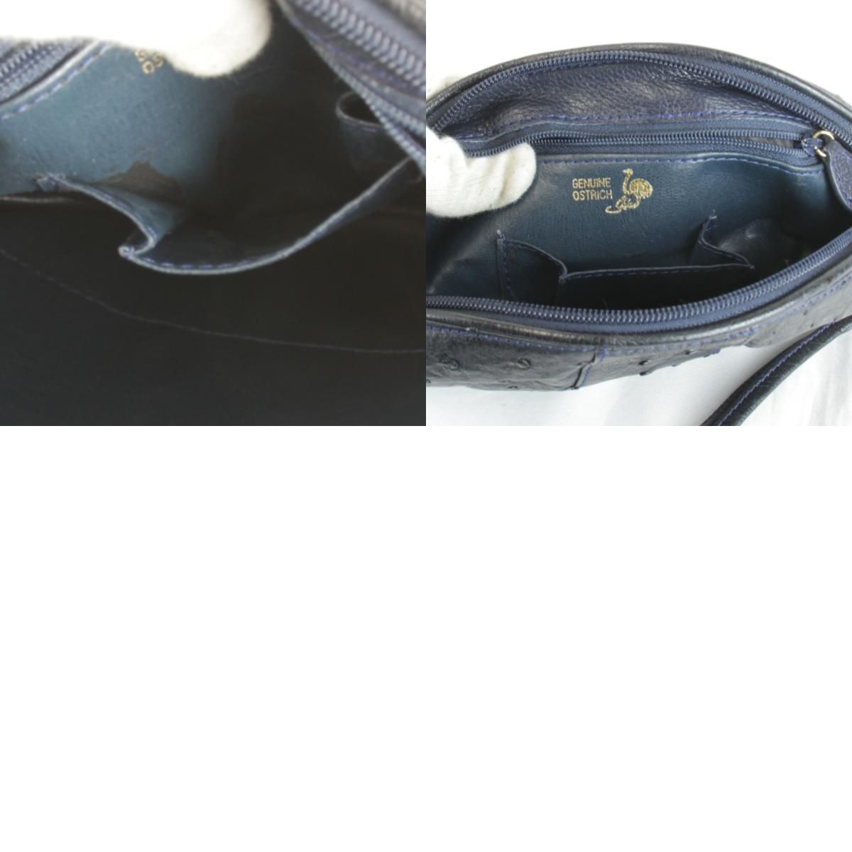 USED』 オーストリッチ ショルダーバッグ レザー ブラック - メルカリ