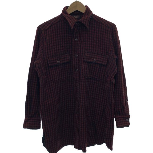 【中古】　WOOLRICH　ウールシャツ　50s vintage　50年代　OLD　チェックシャツ　長袖　トップス　レギュラーカラー　胸ポケット　アメカジ　古着　/1592