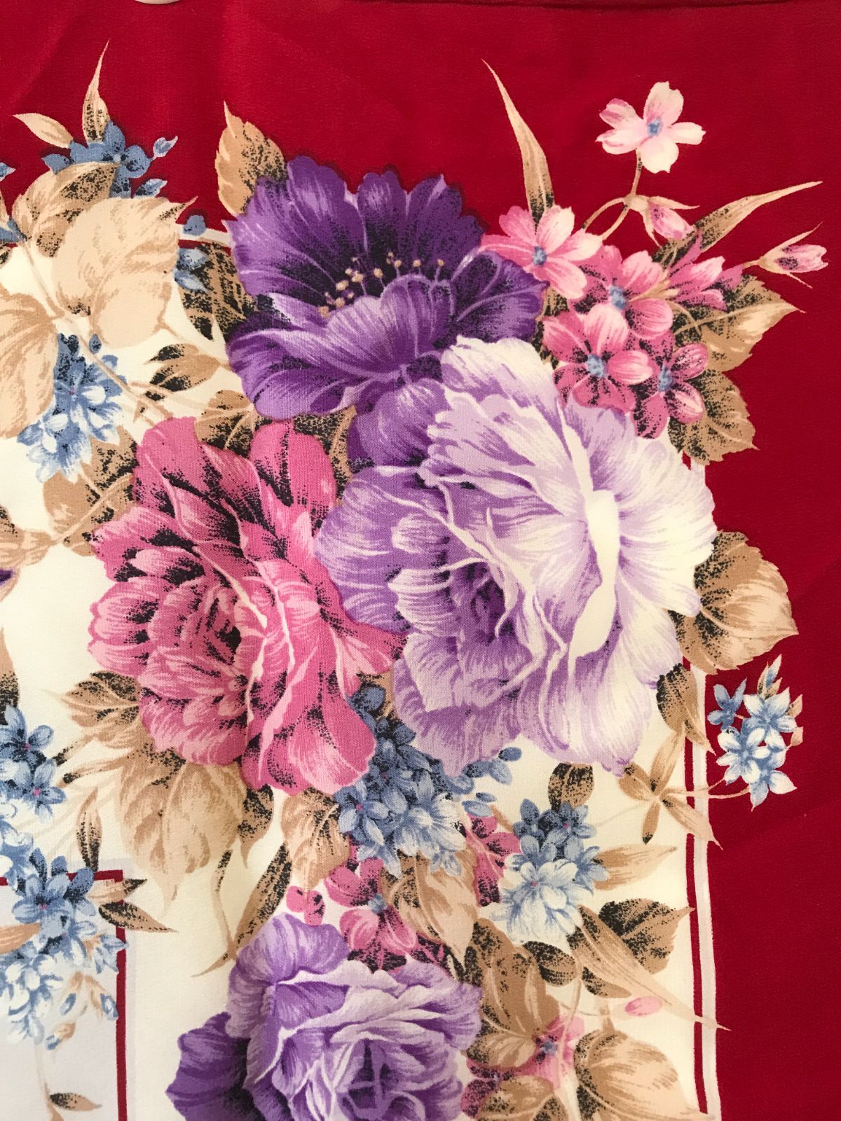 Yves Saint Laurent イヴサンローラン スカーフ フラワー 花柄 レッド