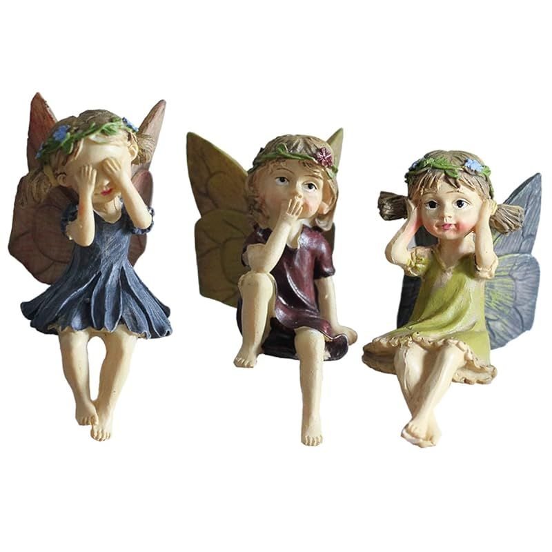 【新品】 POPETPOP ガーデニング置物 ガーデンオブジェ 妖精 姫 天使 オーナメント ミニチュア 家の装飾品 庭の風景飾り ガーデンオブジェ 妖精の庭 フィギュア 芝生 ３点セット 6X5CM