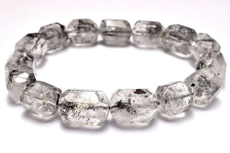 【1点物】高透明◇ヒマラヤ産 エレスチャル水晶 12.5-15.5x9.5-11mm 原石ラフカット ブレスレット パワーストーン 天然石 _MC9146