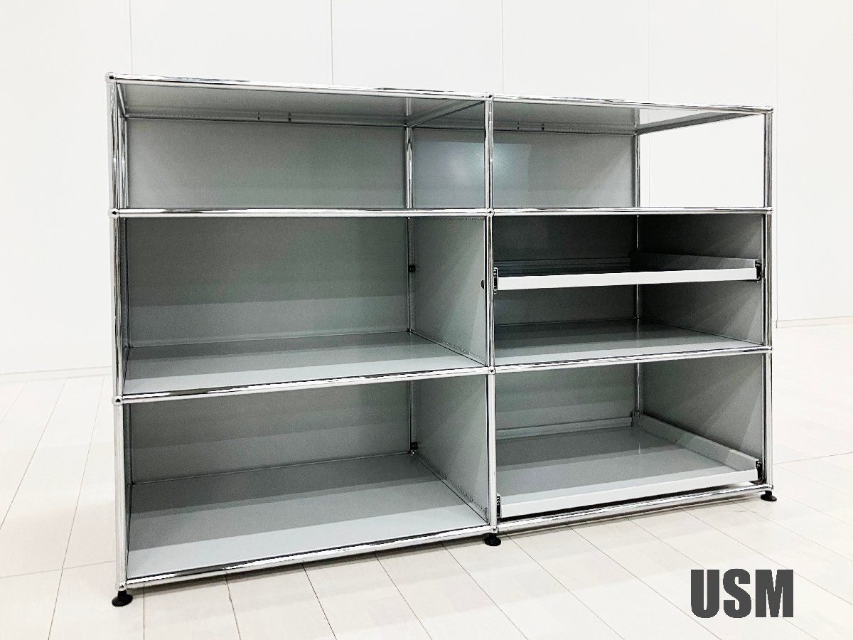 USMハラー2列3段キャビネットライトグレーシェルフD500OPOPOP-☆新品
