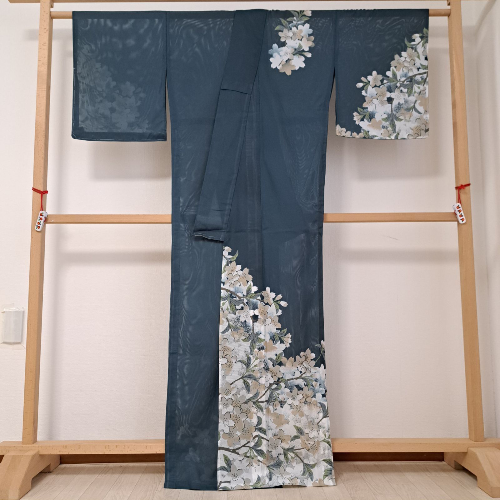 洗える夏着物・絽・付下げ】裄68 身丈167 袖49.5 化繊 夏物 盛夏 濃い