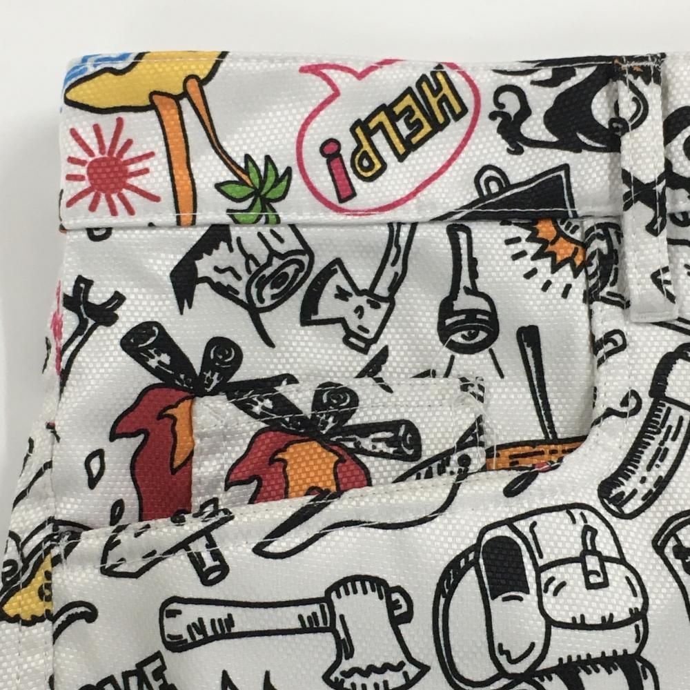 ダンスウィズドラゴン パンツ 白×黒 総柄 ストレッチ メンズ 5(2XL