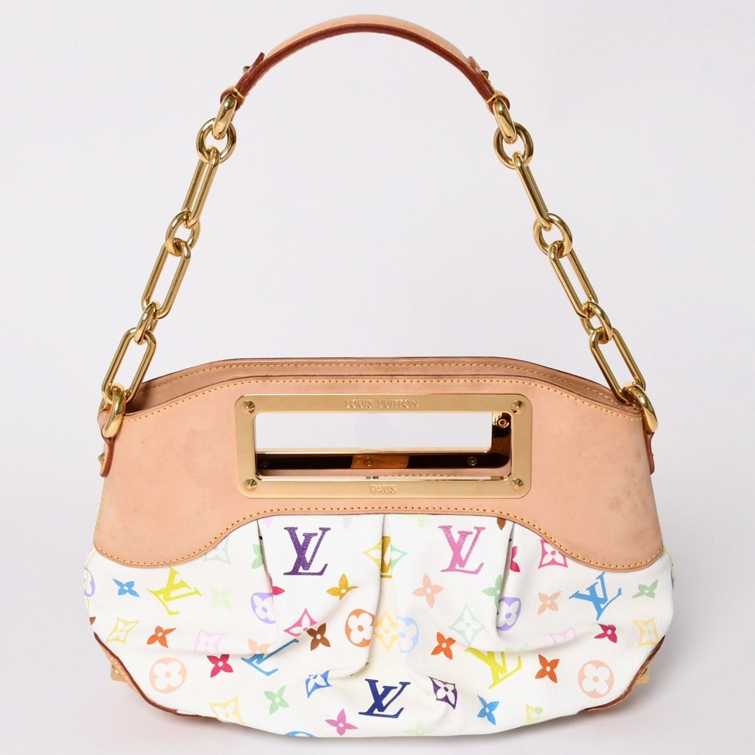 極美品 LOUIS VUITTON ルイヴィトン モノグラムマルチカラー ジュディPM 村上隆 ハンドバッグ M40257 ホワイト 中古 4a001983