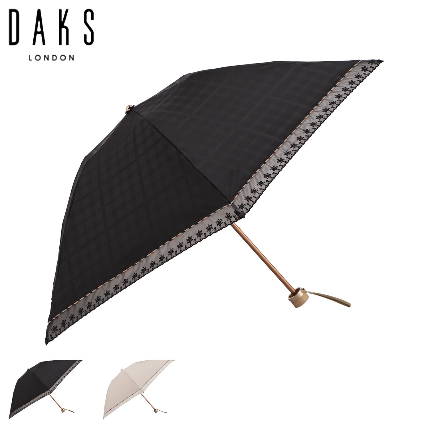 ダックス DAKS 日傘 雨傘 晴雨兼用 ミニ折りたたみ傘 3段 レディース 50cm UVカット 遮光 遮熱 22-125-12214-02 10,725円