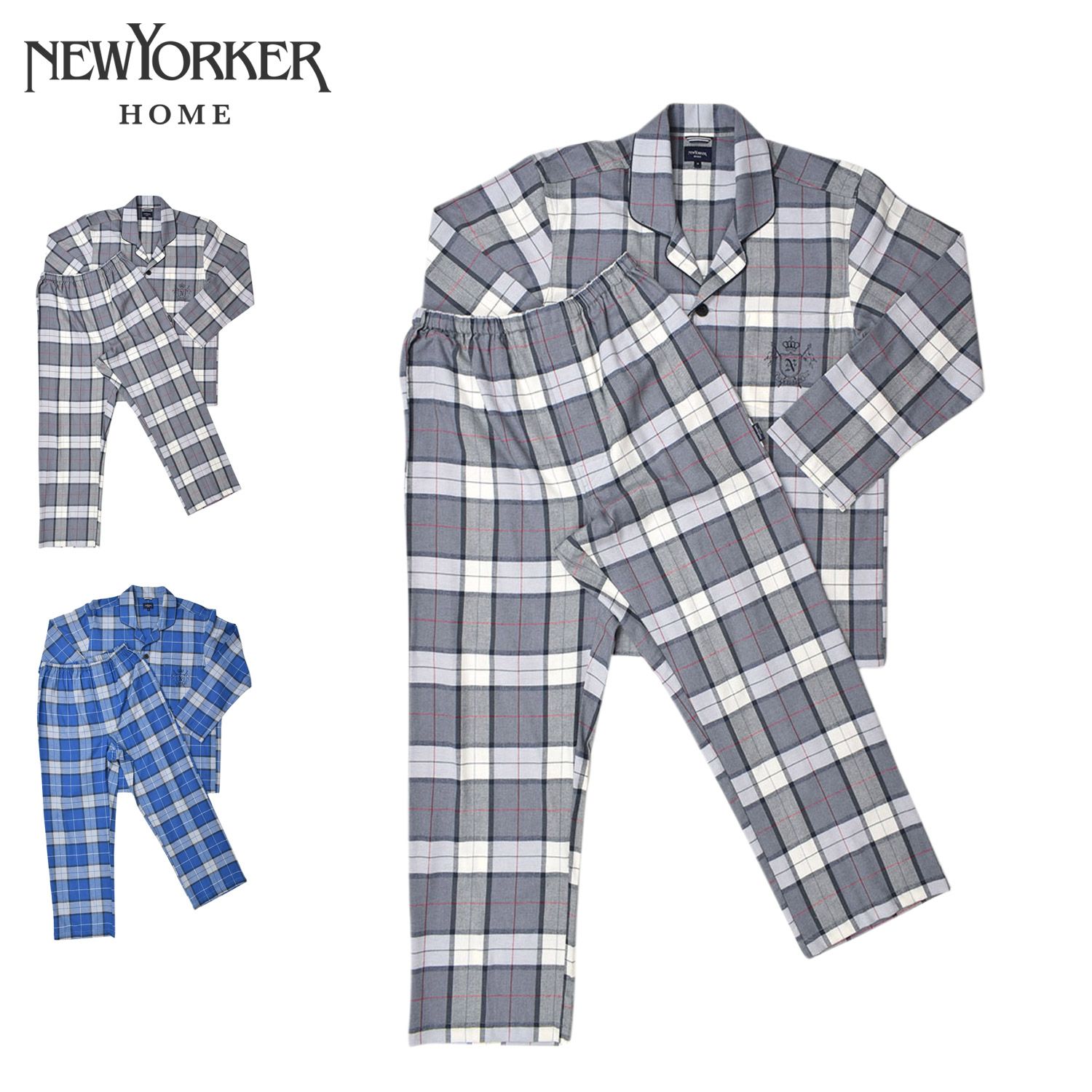 ニューヨーカーホーム NEWYORKER HOME ルームウェア 部屋着 パジャマ セットアップ ナイトウェア 長袖 メンズ チェック 0688-80