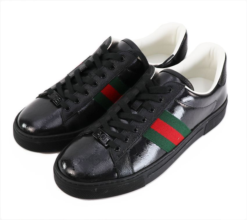 GUCCI グッチ ACE エース ストライプ クリスタル GGキャンバス ローカット スニーカー