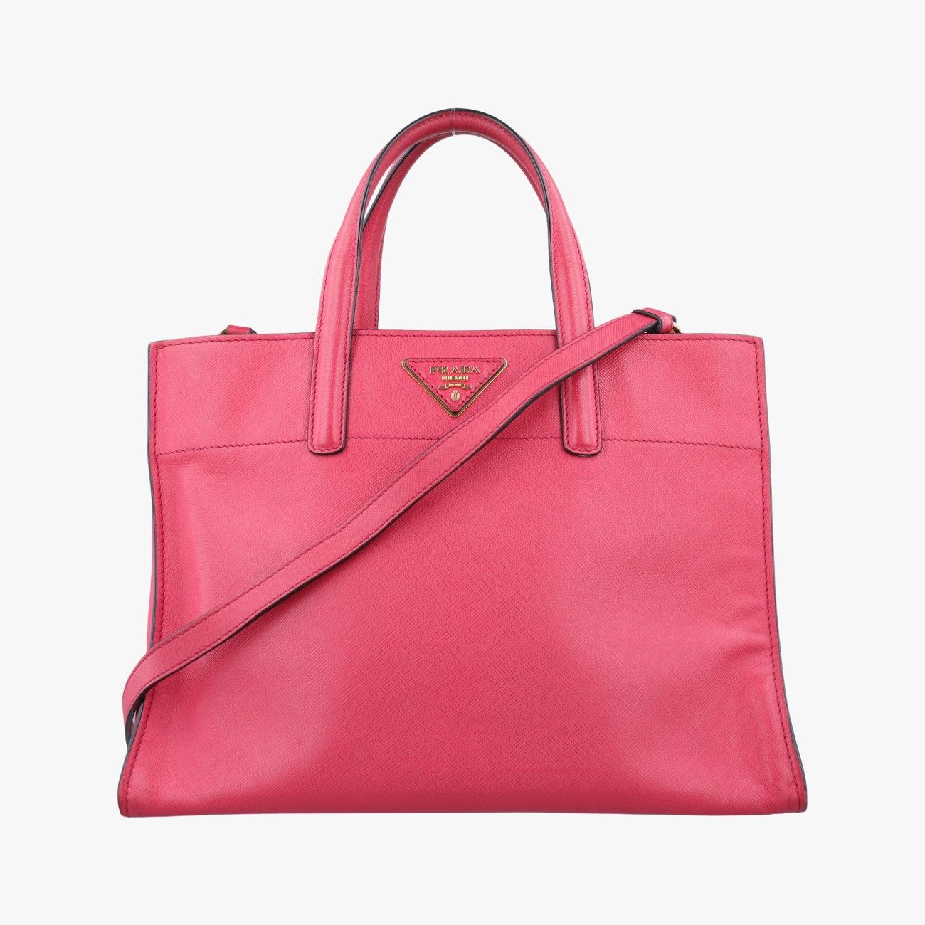プラダPradaトリプルポケット トート ローズ レッド サフィアーノレザー BN2606 31/F