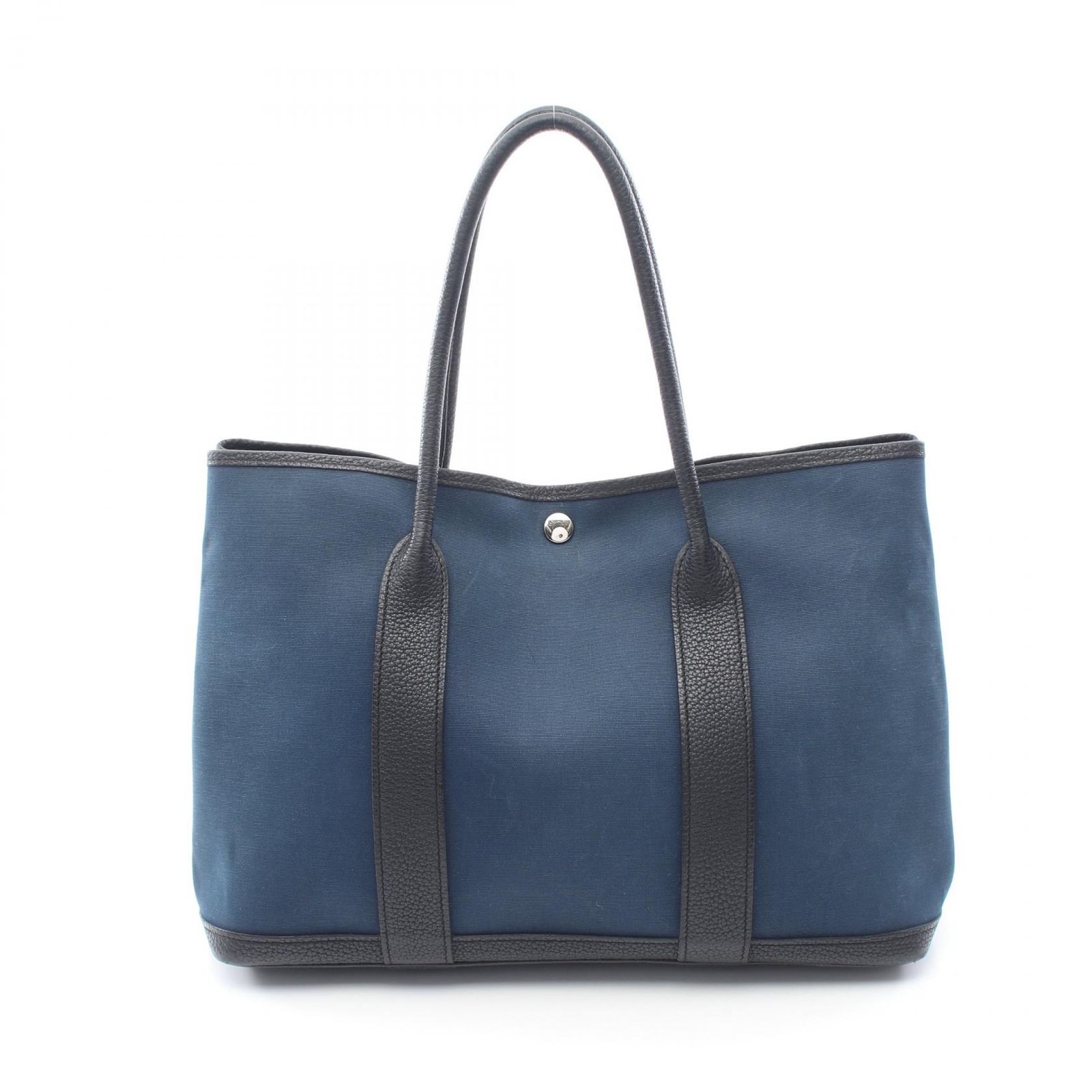 エルメス HERMES トートバッグ ガーデンパーティPM ブルーニュイ ブラック ブルーニュイ/ブラック レザー キャンバス ガーデンパーティPM ブルーニュイ/ブラック