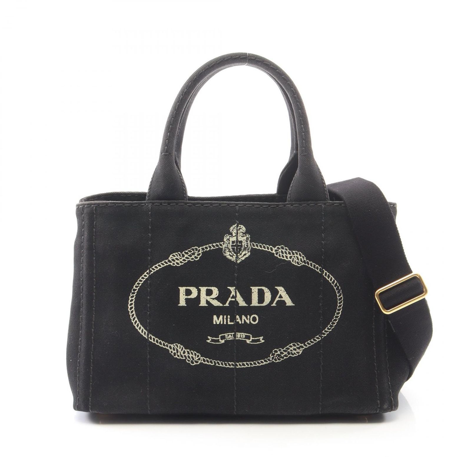 プラダ PRADA トートバッグ CANAPA カナパ 2WAY 1BG439 ブラック キャンバス カナパ 2wayトート レディース Used B