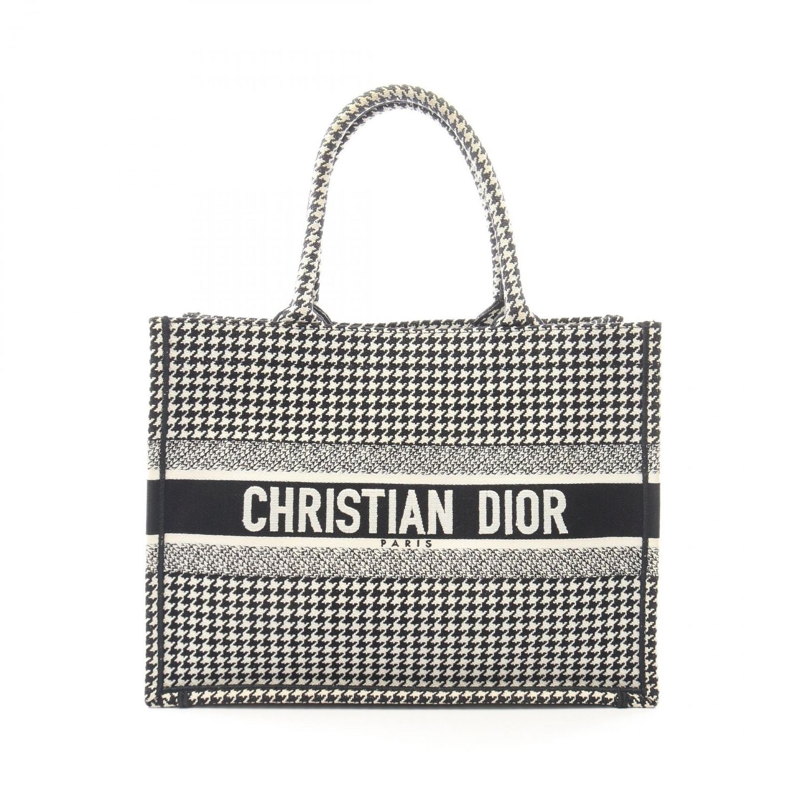 ディオール Dior トートバッグ BOOK TOTE ブックトート ミディアム 千鳥格子 ブラック/ホワイト 千鳥格子 キャンバス ブックトート ミディアム レディース Used B