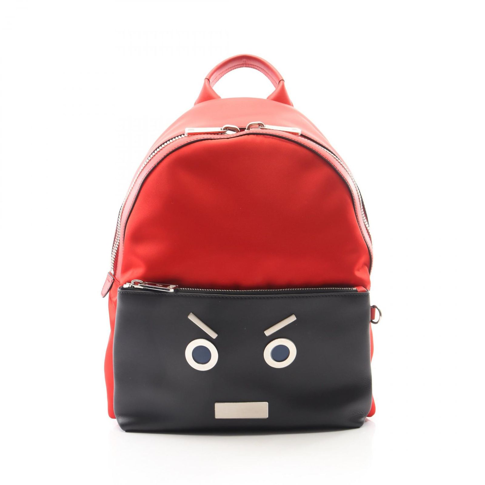 フェンディ FENDI リュックサック バックパック フェイス ノーワーズ 7VZ012 レッド/ブラック レザー ナイロン フェイス ノーワーズ バックパック メンズ 未使用