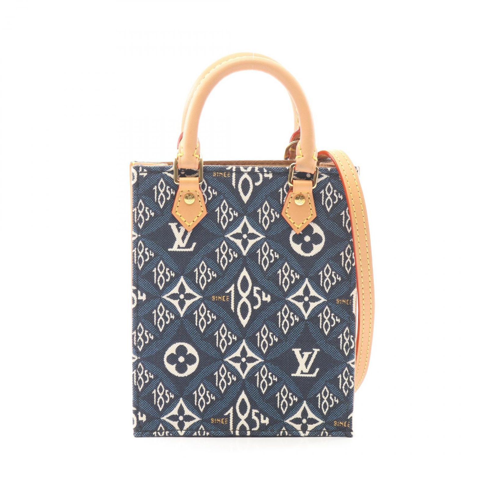 ルイ・ヴィトン LOUIS VUITTON ハンドバッグ プティット サックプラ Since 1854 2WAY M80288 ブルー キャンバス レザー SINCE1854 プティット・サックプラ レディース Used A