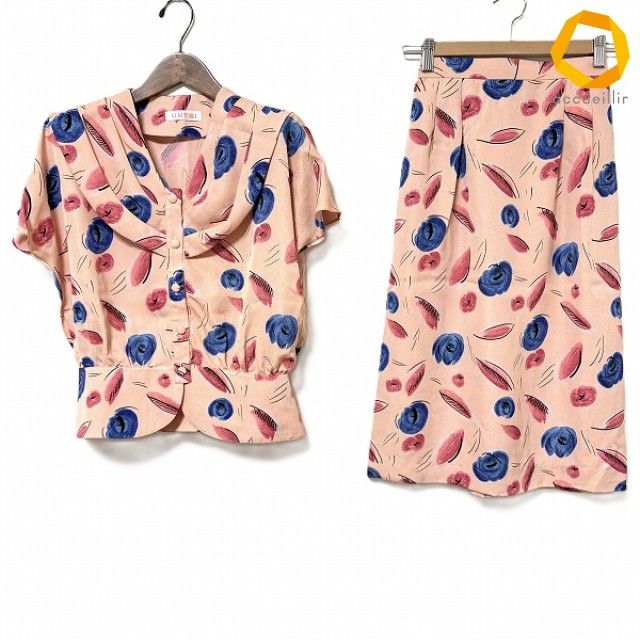 #snc ユキトリイ YUKITORII セットアップ ピンク系 半袖 総柄 ツーピース タグ付き 美品 レディース [1007337] 12,320円