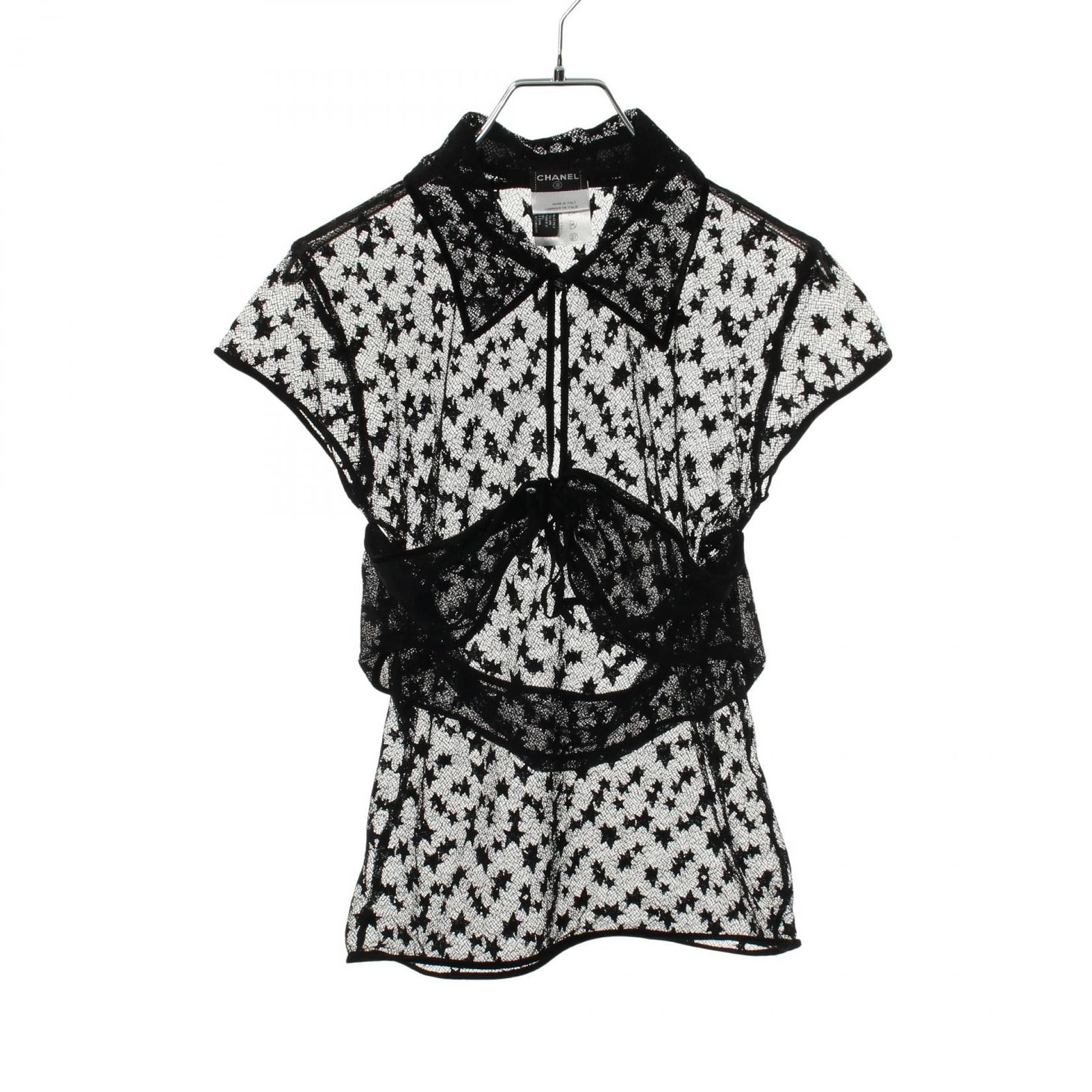 シャネル CHANEL ブラウス 04A シースルー レース 半袖 P23937V14610 ブラック その他 レースブラウス レディース Used A