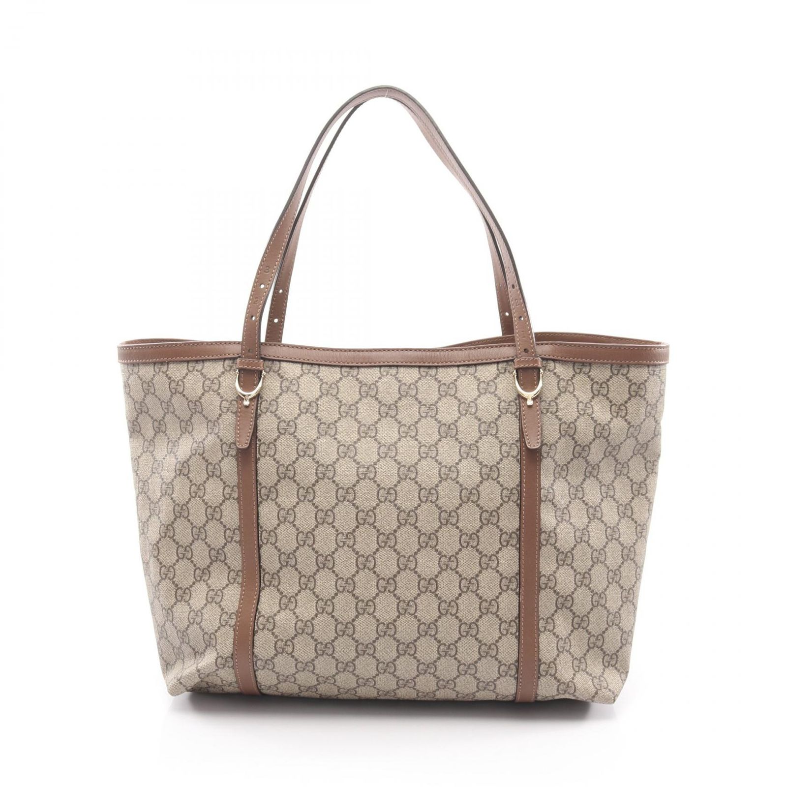 グッチ GUCCI トートバッグ ニース GGスプリーム 309613 ベージュ/ブラウン PVCコーティングキャンバス レザー GGスプリーム トート レディース Used B