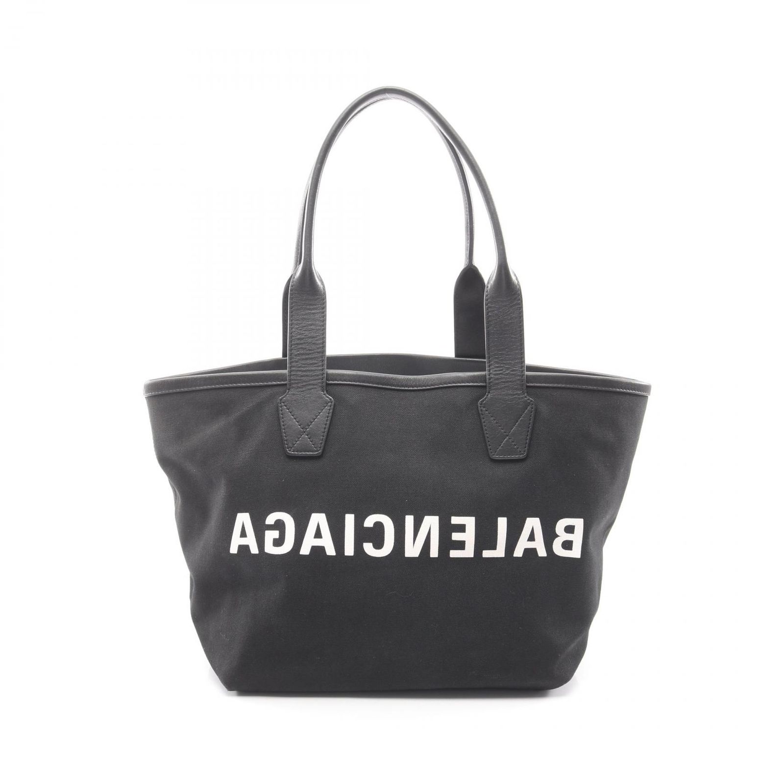 バレンシアガ BALENCIAGA トートバッグ シティーズ パリ ジャンボ 692068 ブラック キャンバス レザー Jumbo スモール トート レディース Used B