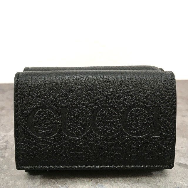 281 送料込み！ 未使用品 GUCCI コンパクトウォレット 736151 ブラック 三つ折り財布 箱付き