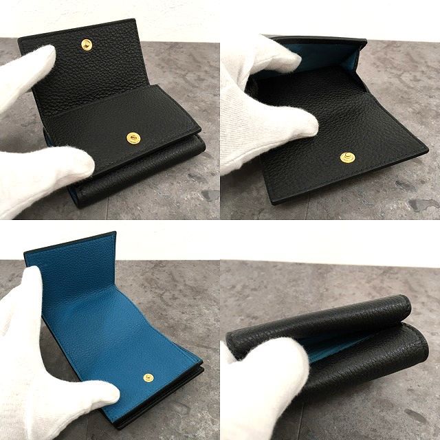 281 送料込み！ 未使用品 GUCCI コンパクトウォレット 736151 ブラック 三つ折り財布 箱付き