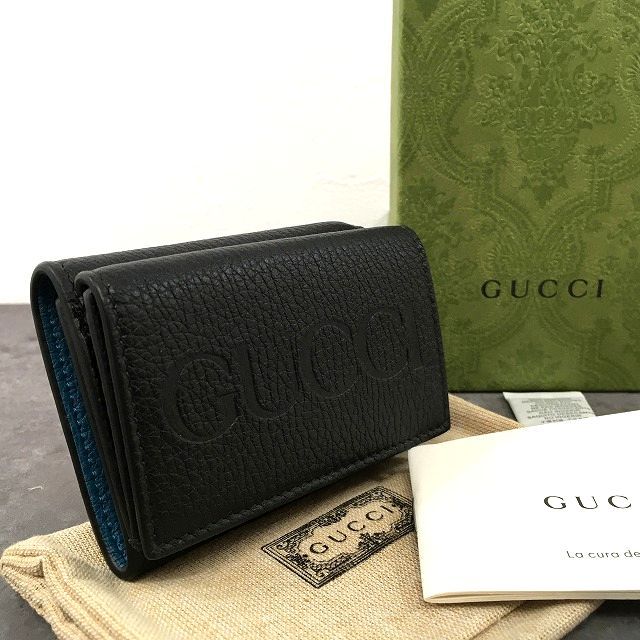 281 送料込み！ 未使用品 GUCCI コンパクトウォレット 736151 ブラック 三つ折り財布 箱付き