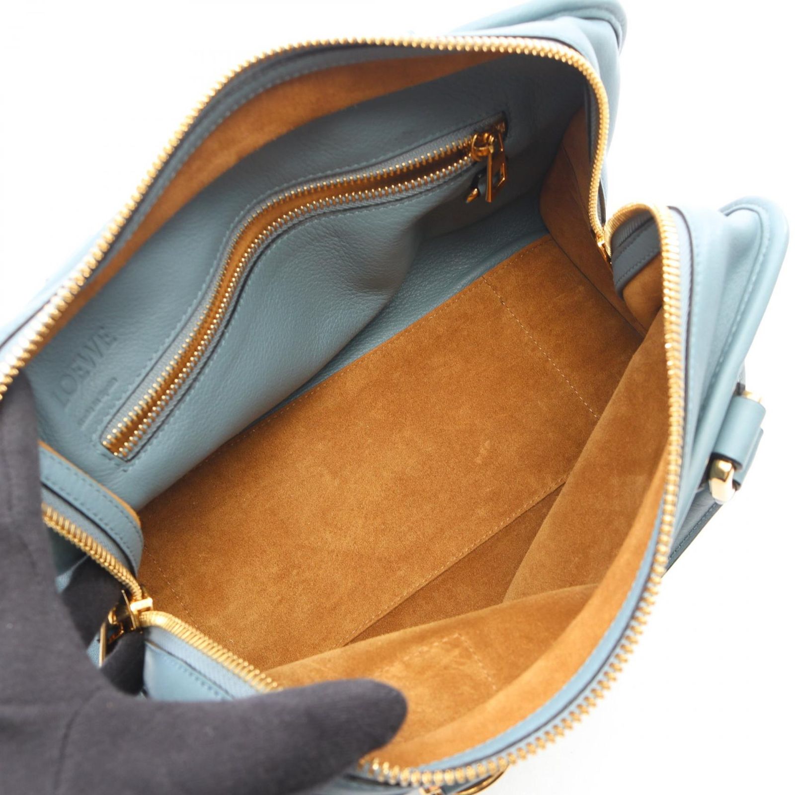 ロエベ LOEWE ハンドバッグ アマソナ28 2WAY ブルーグレー レザー
