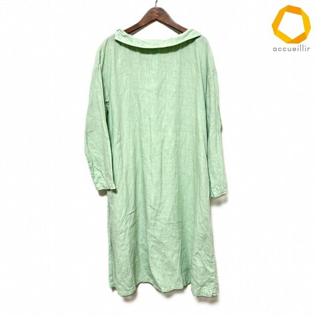 #anc ネストローブ nest Robe ワンピース 薄緑 リネン 麻 無地 レディース [988428]
