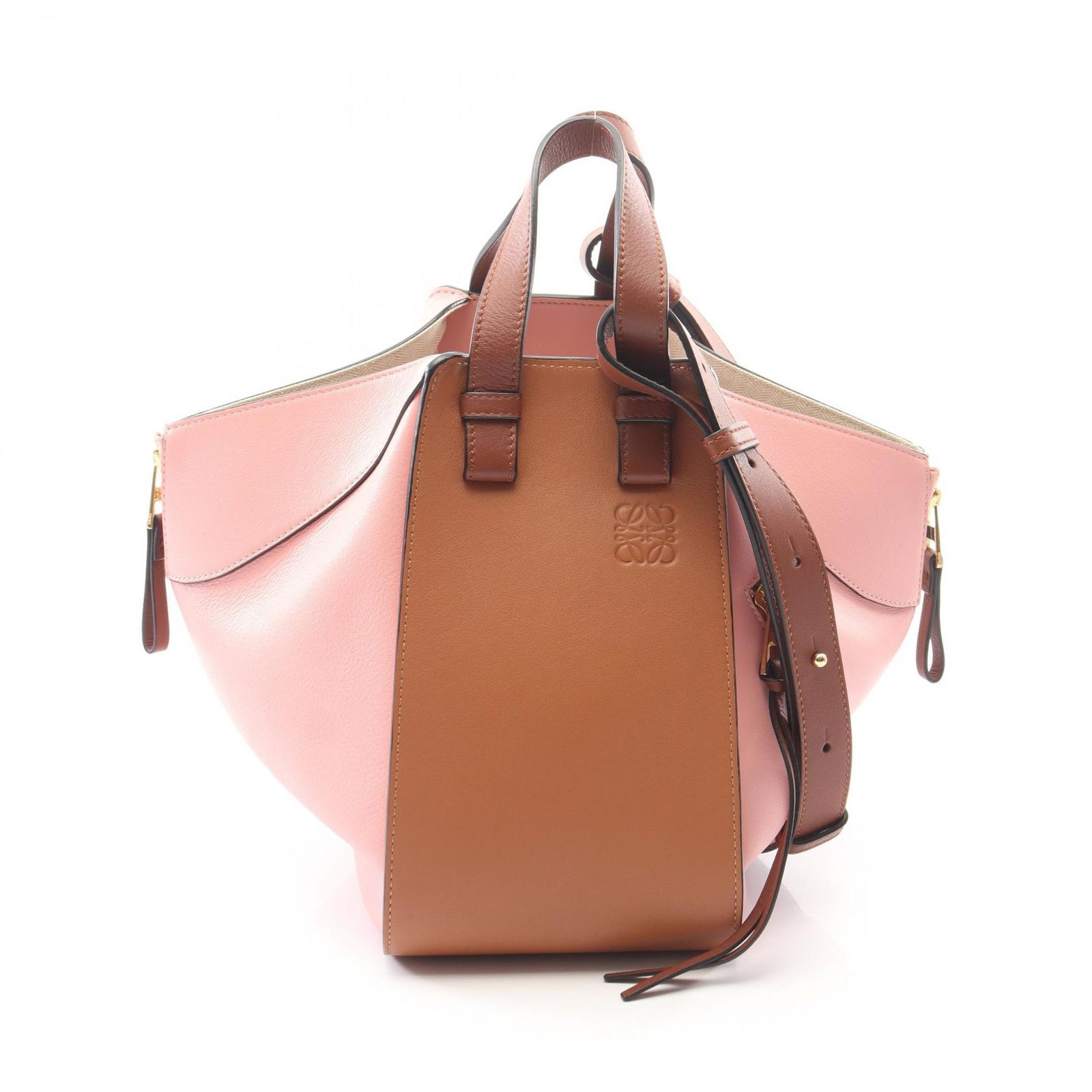ロエベ LOEWE ハンドバッグ ハンモック スモール 2WAY ピンク/ブラウン レザー ハンモック スモール レディース Used A