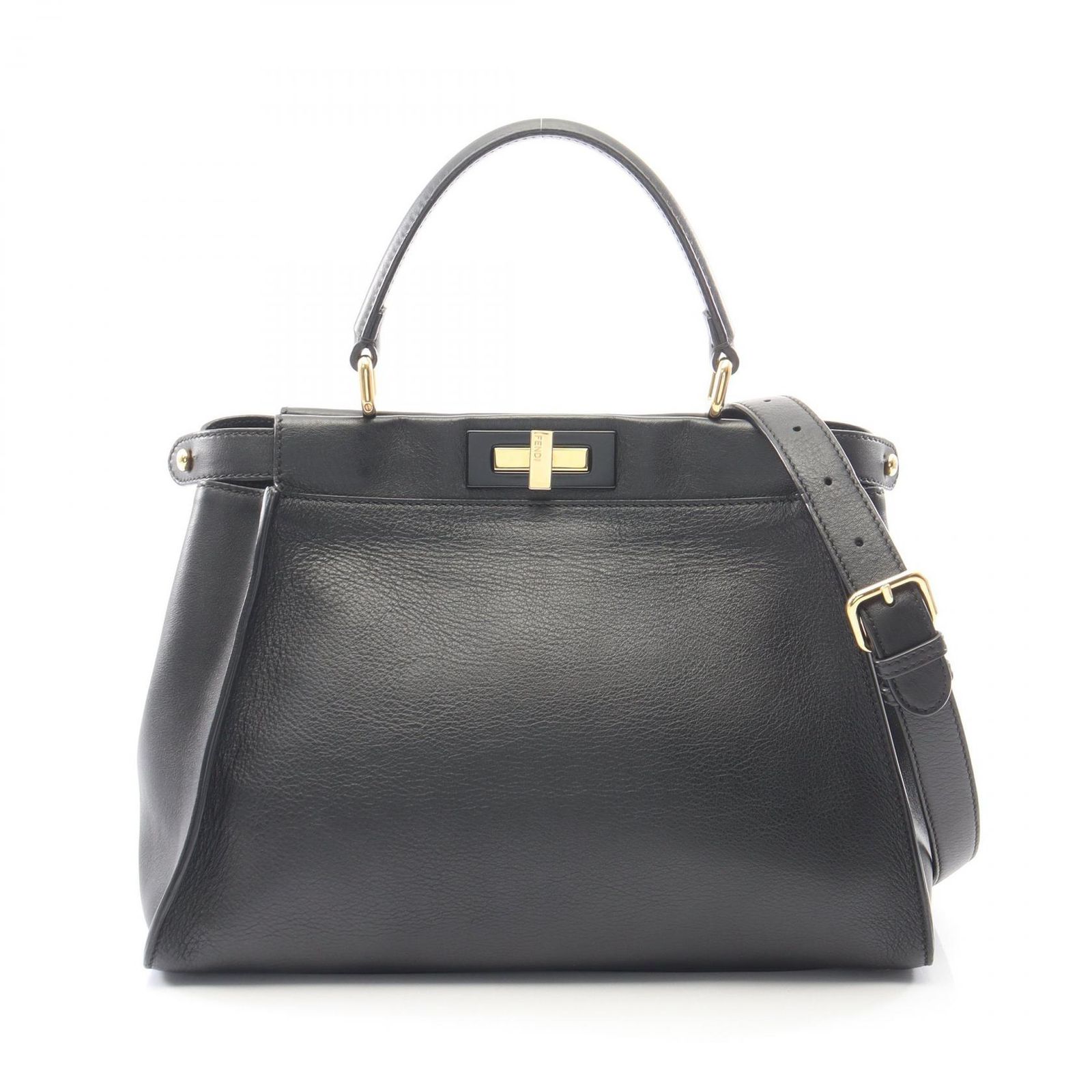 フェンディ FENDI ハンドバッグ ピーカブー レギュラー 2WAY 8BN290 ブラック レザー ピーカブー レギュラー レディース Used A