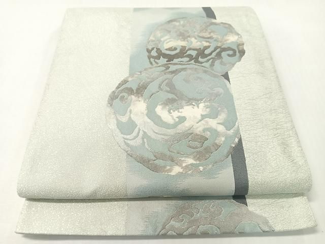 平和屋着物●BANKANわものや　六通柄袋帯　唐草丸文　銀糸　正絹　逸品　CABG7861vp