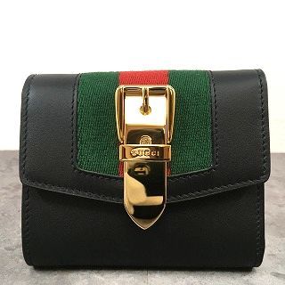 163 送料込み! 未使用品 GUCCI コンパクトウォレット シルヴィ 476081 ブラック 箱付き 163 送料込み! 未使用品 GUCCI コンパクトウォレット シルヴィ 476081 ブラック 箱付き